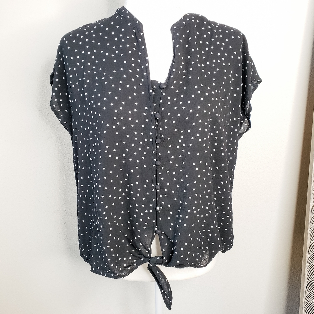 POLKA DOT SHIRT- BLACK